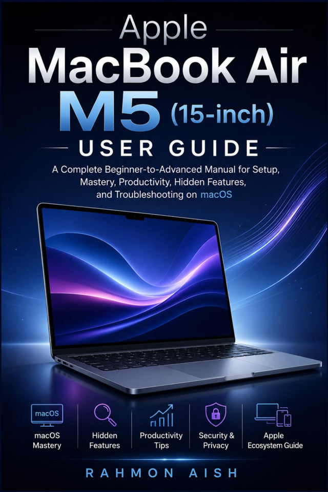 Apple MacBook Air M5 (15-inch) User guide: A Complete Beginner-to-Advanced Manual for Setup, Mastery, Productivity, Hidden Features, and Troubleshooting on macOS