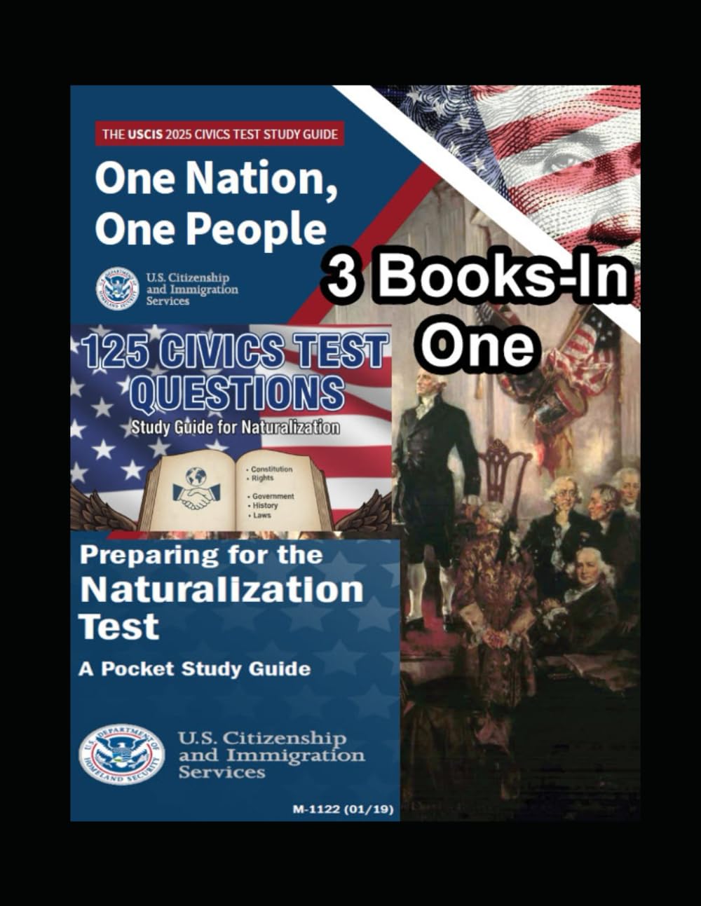 3 Books-In One: One Nation One People - 125 Civics Test Questions - Preparing for the Naturalization Test