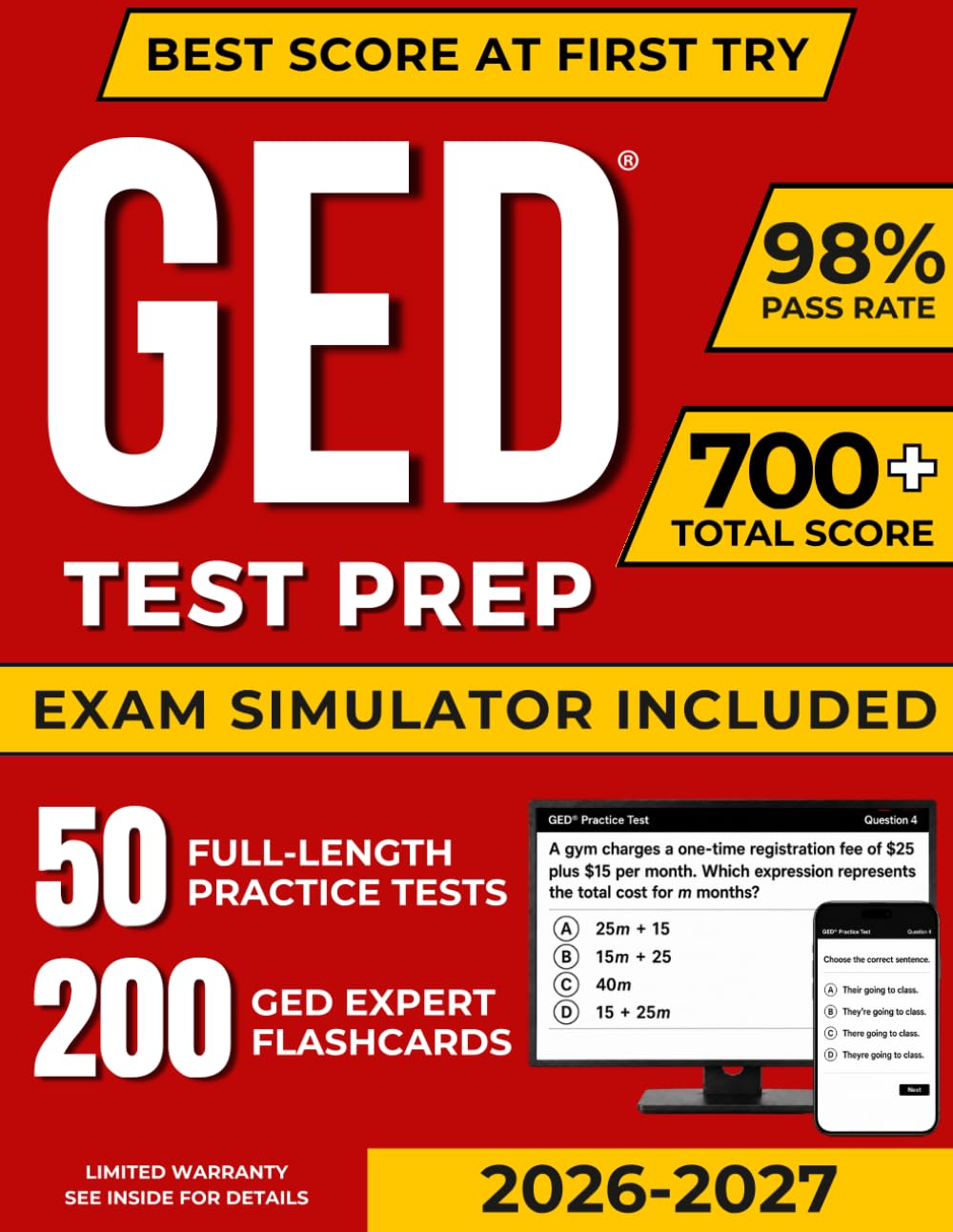 GED TEST PREP: The Complete Study Guide to Master All GED Subjects and Achieve Your Best Score | Includes 10 Full-Length Practice Tests + EXTRA Weekly Exams | Ideal for Adults, Students & ESL Learners