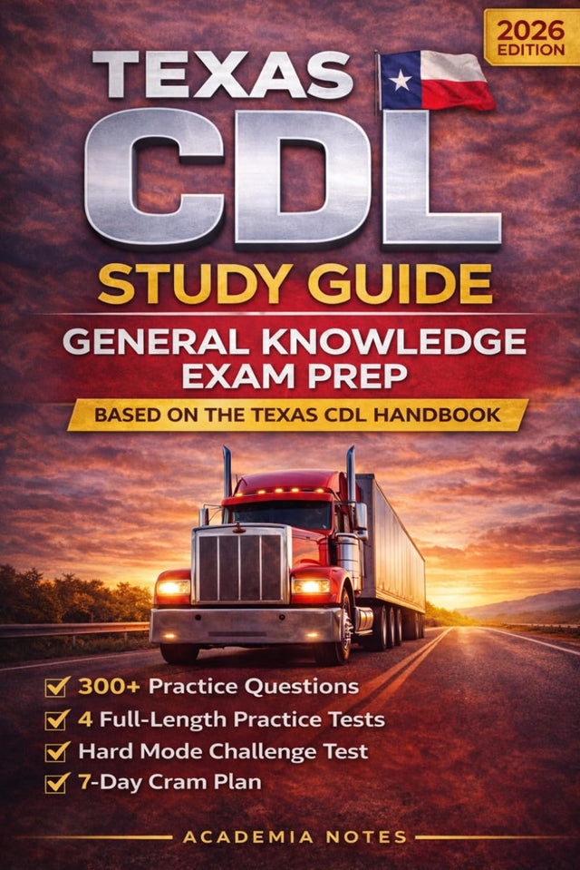 Texas CDL Study Guide 2026–2027: General Knowledge Exam Prep | 300+ Practice Questions and 4 Full-Length Practice Tests