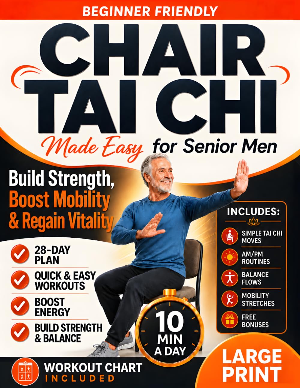 Chair Tai Chi for Senior Men: Gentle 10-Minute Seated Workouts to Rebuild Strength, Balance and Energy, Ease Stiff Joints, and Stay Steady, Independent and Active After 60