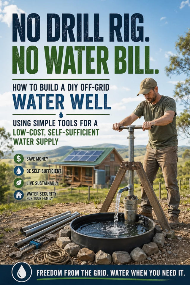 No Drill Rig. No Water Bill.: How to Build a DIY Off-Grid Water Well Using Simple Tools for a Low-Cost, Self-Sufficient Water Supply