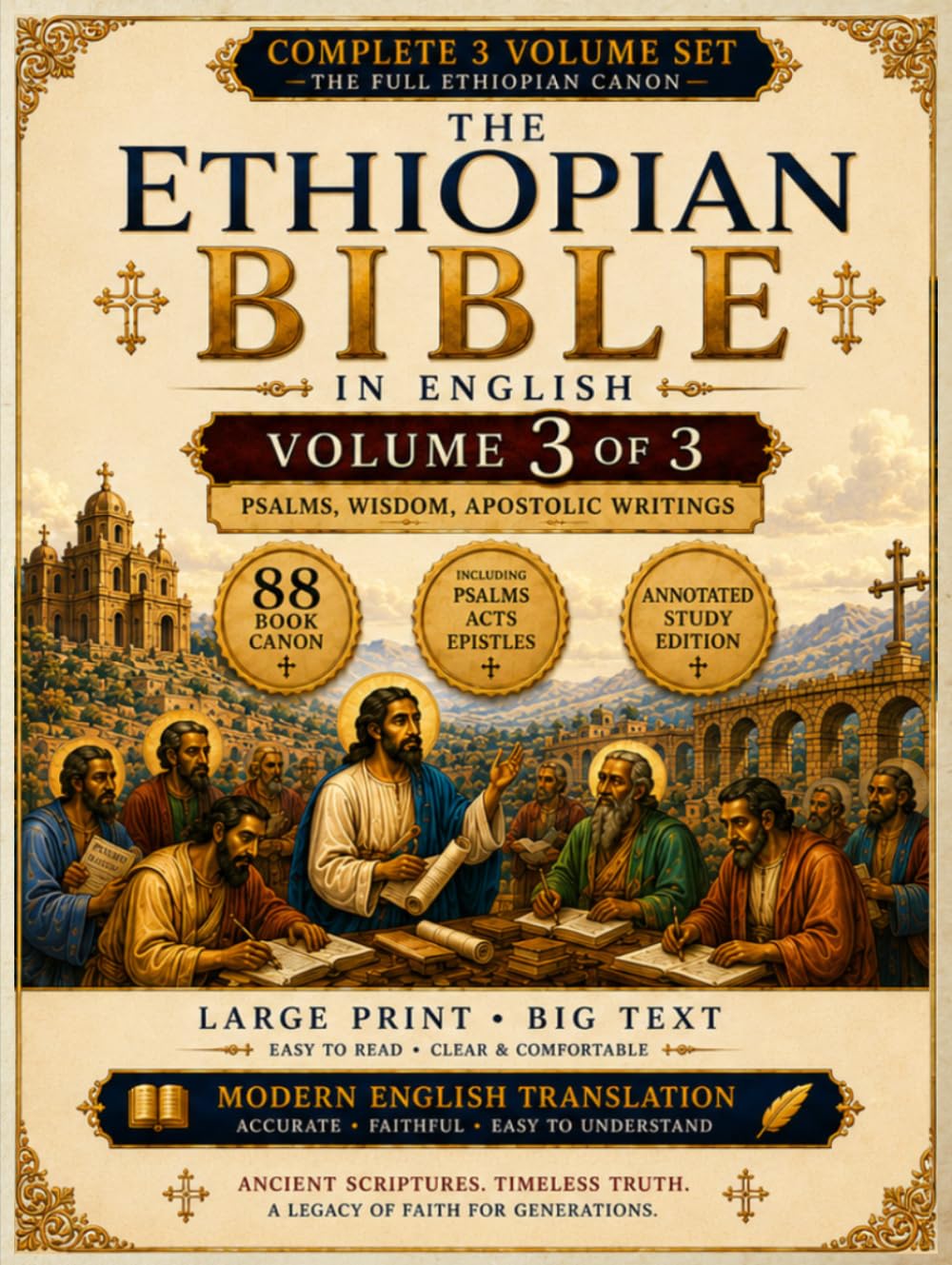 The Ethiopian Bible in English 88 Books: A Fully Annotated and Restored Heritage Edition in Three Volumes of the Tewahedo Canon in Large Print Big Text | Volume 3 | Psalms Wisdom, Apostolic Writings