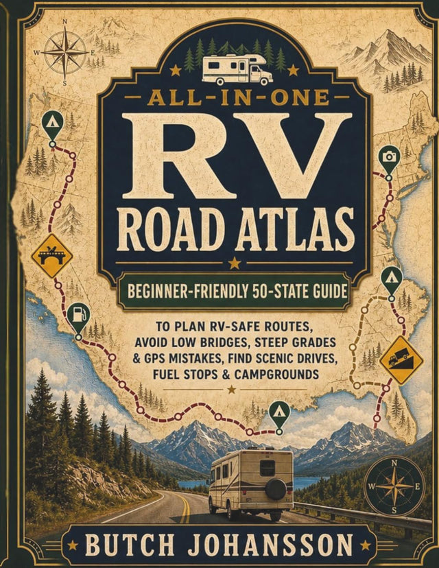 All-in-One RV Road Atlas: Beginner-Friendly 50-State Guide to Plan RV-Safe Routes, Avoid Low Bridges, Steep Grades & GPS Mistakes, Find Scenic Drives, Fuel Stops & Campgrounds