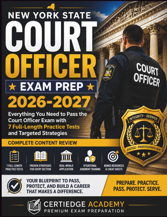 NEW YORK STATE COURT OFFICER EXAM PREP: Everything You Need to Pass the Court Officer Exam with 7 Full-Length Practice Tests and Targeted Strategies